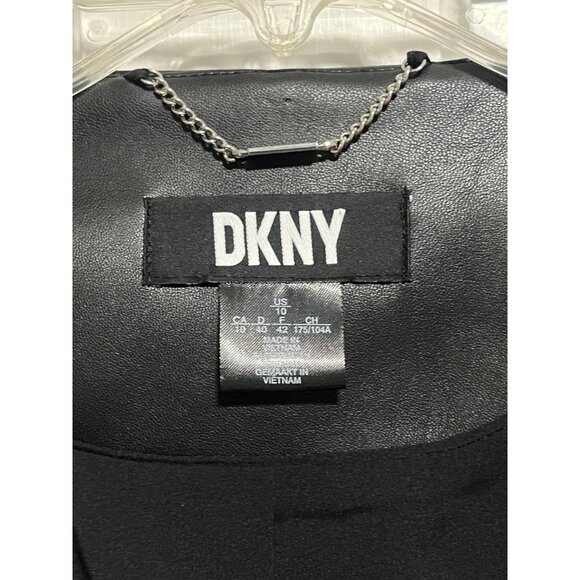 DKNY Mixed Media Faux Leather Jacket, Size 10 - Picture 3 of 7